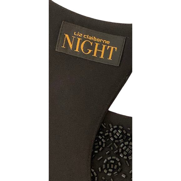 Liz Claiborne Night Womens Long Black Beaded Evening Gown Size 10-? Labeled 14 - Picture 4 of 16